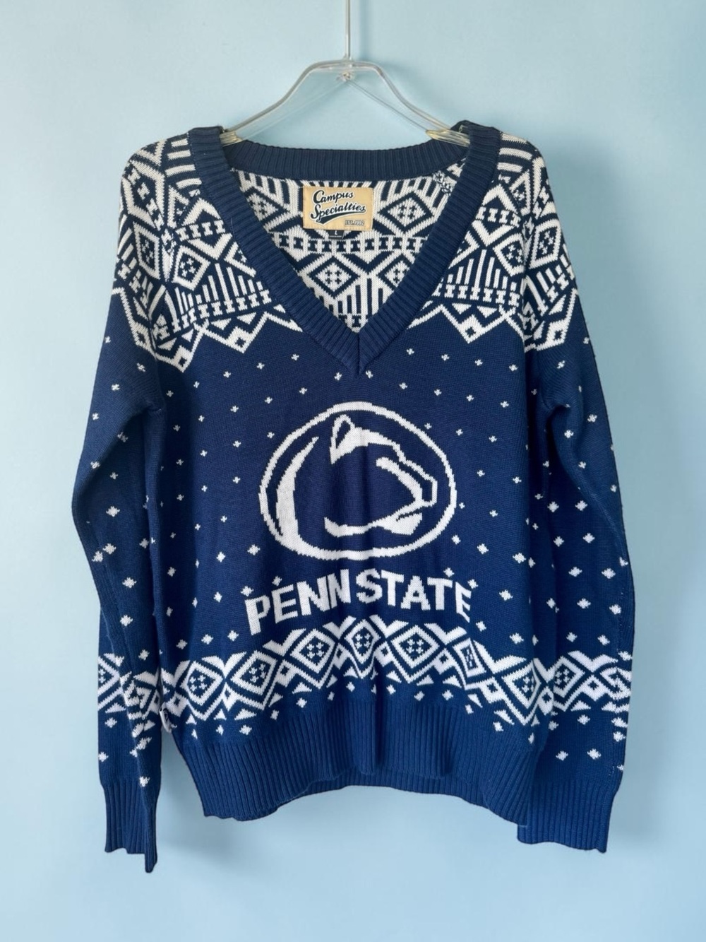 Penn State Ugly Christmas Sweater Mens Sz L Campus Specialties Logo College NCAA